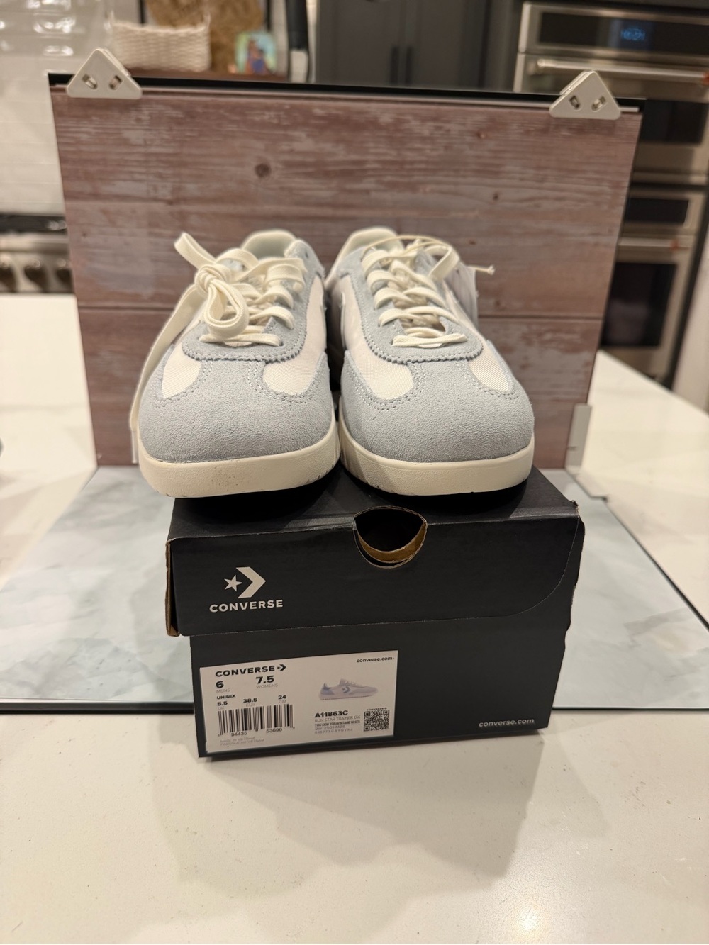 Converse Suede & Canvas Sneakers in Light Gray and White